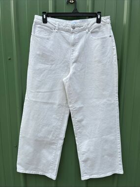 Women’s Wide Leg Denim Jeans Pants White Size 16